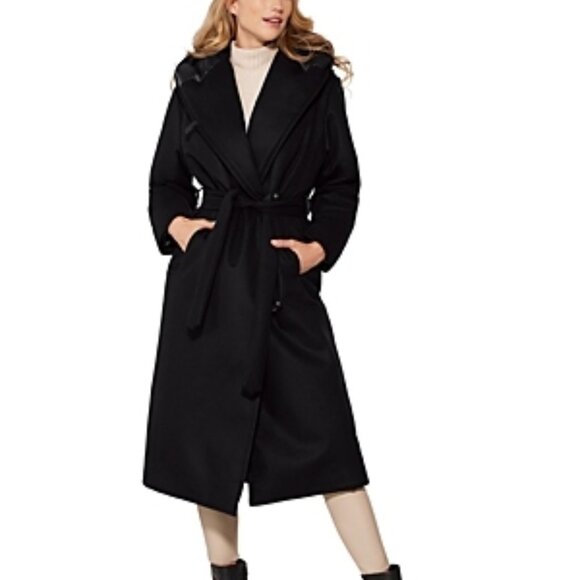Norwegian Wool City Down Wrap Coat Women's Size S Black - Picture 1 of 1